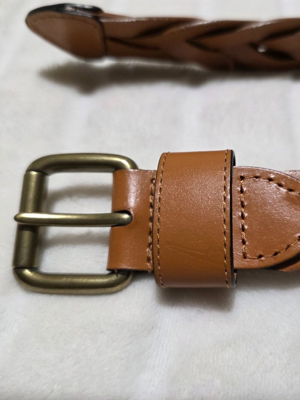 Brown Braided Bonded Leather Belt Small 36"